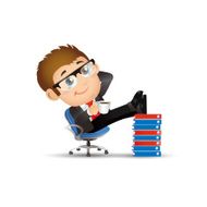 Businessman resting in armchair with legs up document