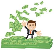 Businesspeople on pile of money cash N7