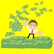 Businesspeople on pile of money cash N9