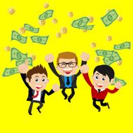 Businesspeople on pile of money cash N10