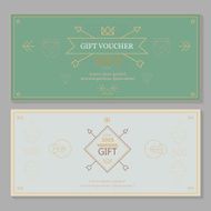 Gift certificate voucher coupon template hipster design line art