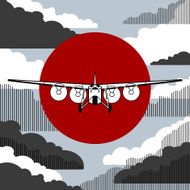 Plane icon over vintage background Vector illustration