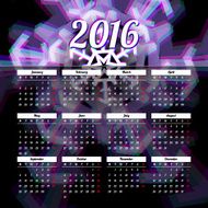 Calendar 2016 template design with header picture starts monday N3