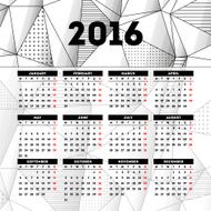 Calendar 2016 template design with header picture starts monday N7