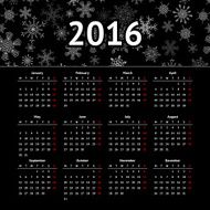 Calendar 2016 template design with header picture starts monday N8