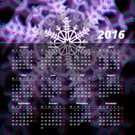 Calendar 2016 template design with header picture starts monday N10
