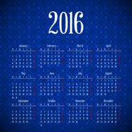 Calendar 2016 template design with header picture starts monday N13