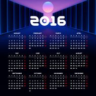 Calendar 2016 template design with header picture starts monday N19