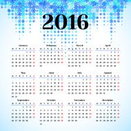 Calendar 2016 template design with header picture starts monday N22