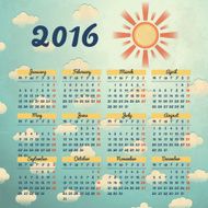 Calendar 2016 template design with header picture starts monday N26