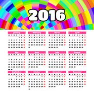 Calendar 2016 template design with header picture starts monday N27