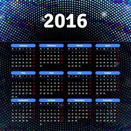 Calendar 2016 template design with header picture starts monday N28