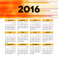 Calendar 2016 template design with header picture starts monday N31