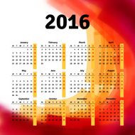 Calendar 2016 template design with header picture starts monday N32