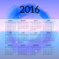 Calendar 2016 template design with header picture starts monday N34