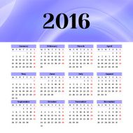 Calendar 2016 template design with header picture starts monday N35