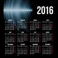 Calendar 2016 template design with header picture starts monday N38