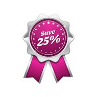 Save 25 Percent Pink Vector Icon Design