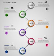 Time line info graphic abstract with colorful round pointers template