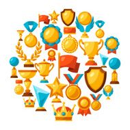 Sport or business background with award icons N2