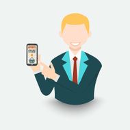The man show online store in smartphone