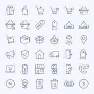 Line Shopping and E-commerce Icons Set