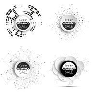 Cyber monday banners set noir style elements for your design