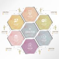 light blue pink hexagon business infographic
