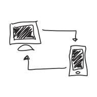 Simple doodle of a computer and phone