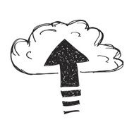 Simple doodle of an upload cloud