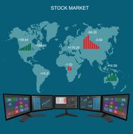 Stock exchange market flat style vector illustration template
