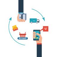 Icons for internet marketing delivery online shopping project management teamwork N2