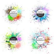 Cyber monday banners set colorful style elements for your desing