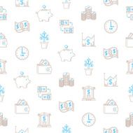 Vector business seamless background with signs and symbols