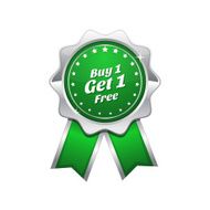 Buy 1 Get Free Green Vector Icon
