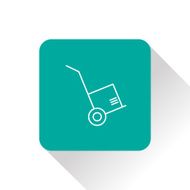 cargo transportation with hand cart icon