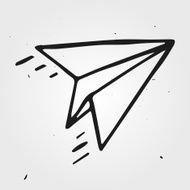 Vector paper airplane isolated hand drawn