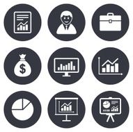 Statistics accounting icons Charts signs