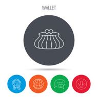 Vintage wallet icon Cash money bag sign