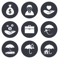 Insurance icons Life Real estate and House