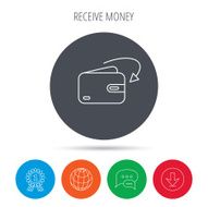 Receive money icon Cash wallet sign
