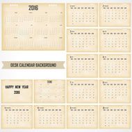 Desk Calendar 2016 Vector Design Template