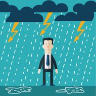 Businessman standing in the rain Vector concept of businessman fail