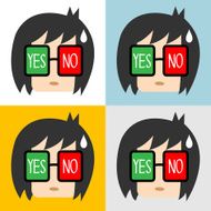 Vector of Businessman with yes or no sign in eyes