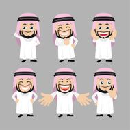 Set of Arab characters in different poses N3