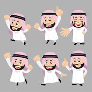 Set of Arab characters in different poses N4