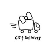 Vector line style gifts express delivery logotype Truck logo