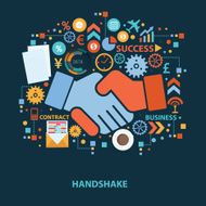 Hand shake concept design on dark background clean vector