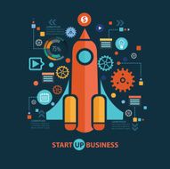Start up business concept design on dark background clean vector