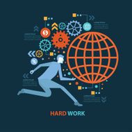 Hard work concept design on dark background clean vector